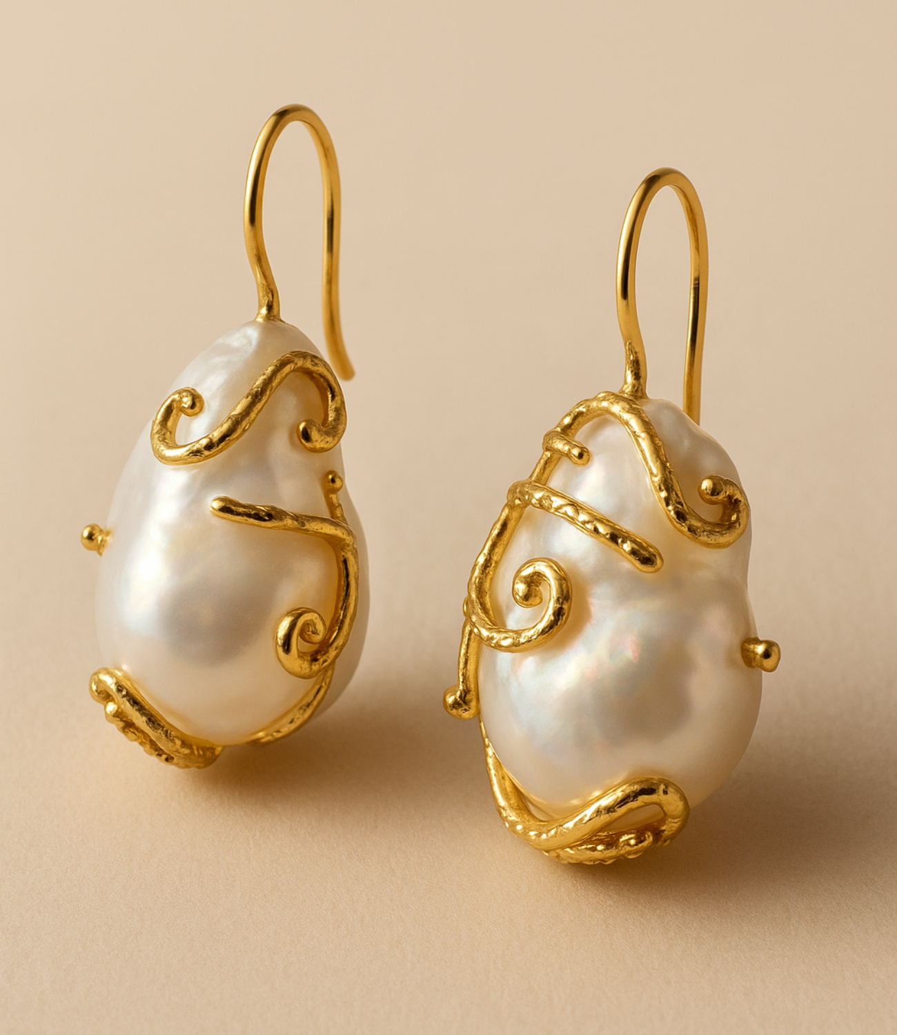 PHOEBE´S - Vente Boucles d'oreilles pendantes - Boucles d'oreilles en perles baroques avec plaqué or 18K1