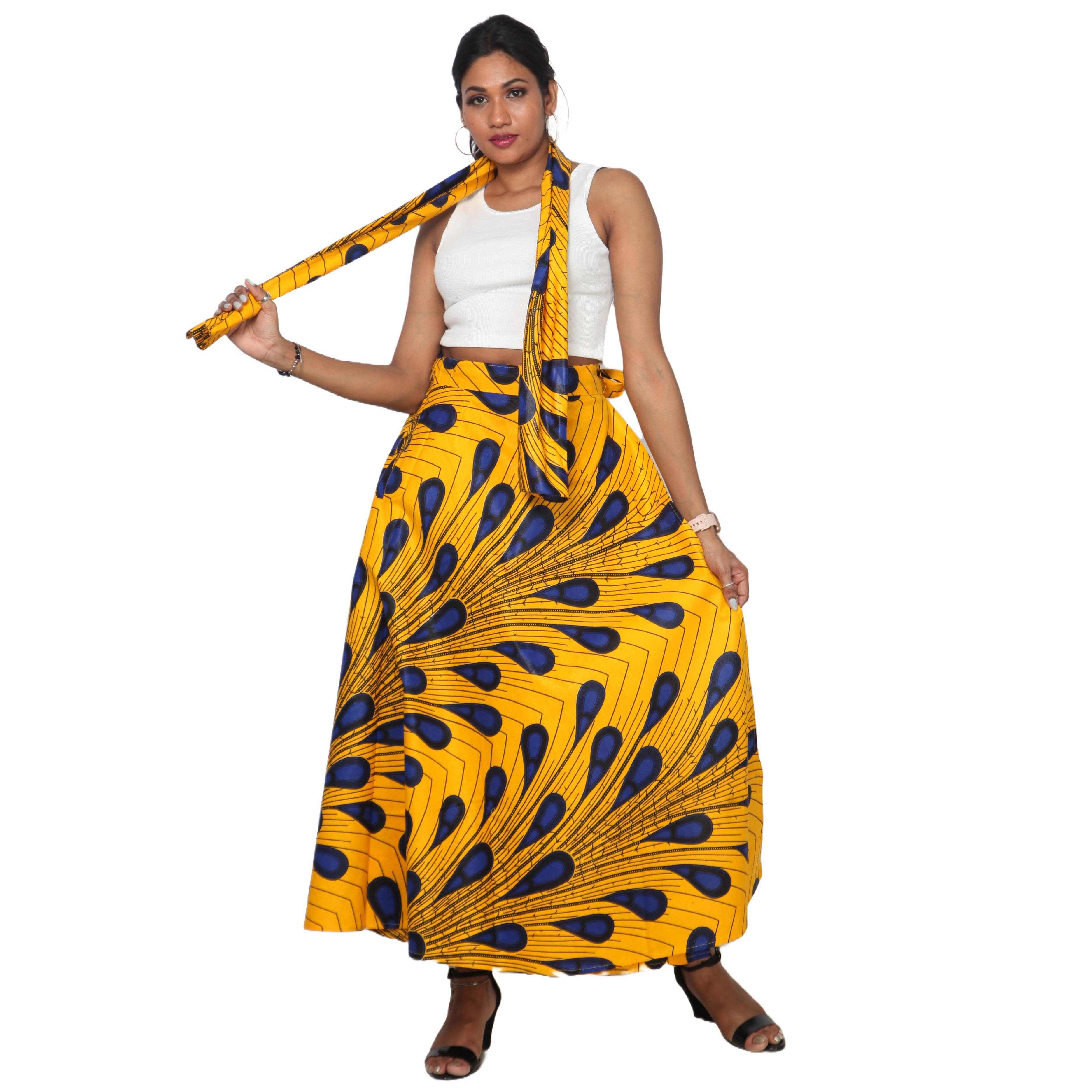 African Stars - Wholesale Skirt - Women's - Women's African Printed Long Maxi Skirt -- FI-328