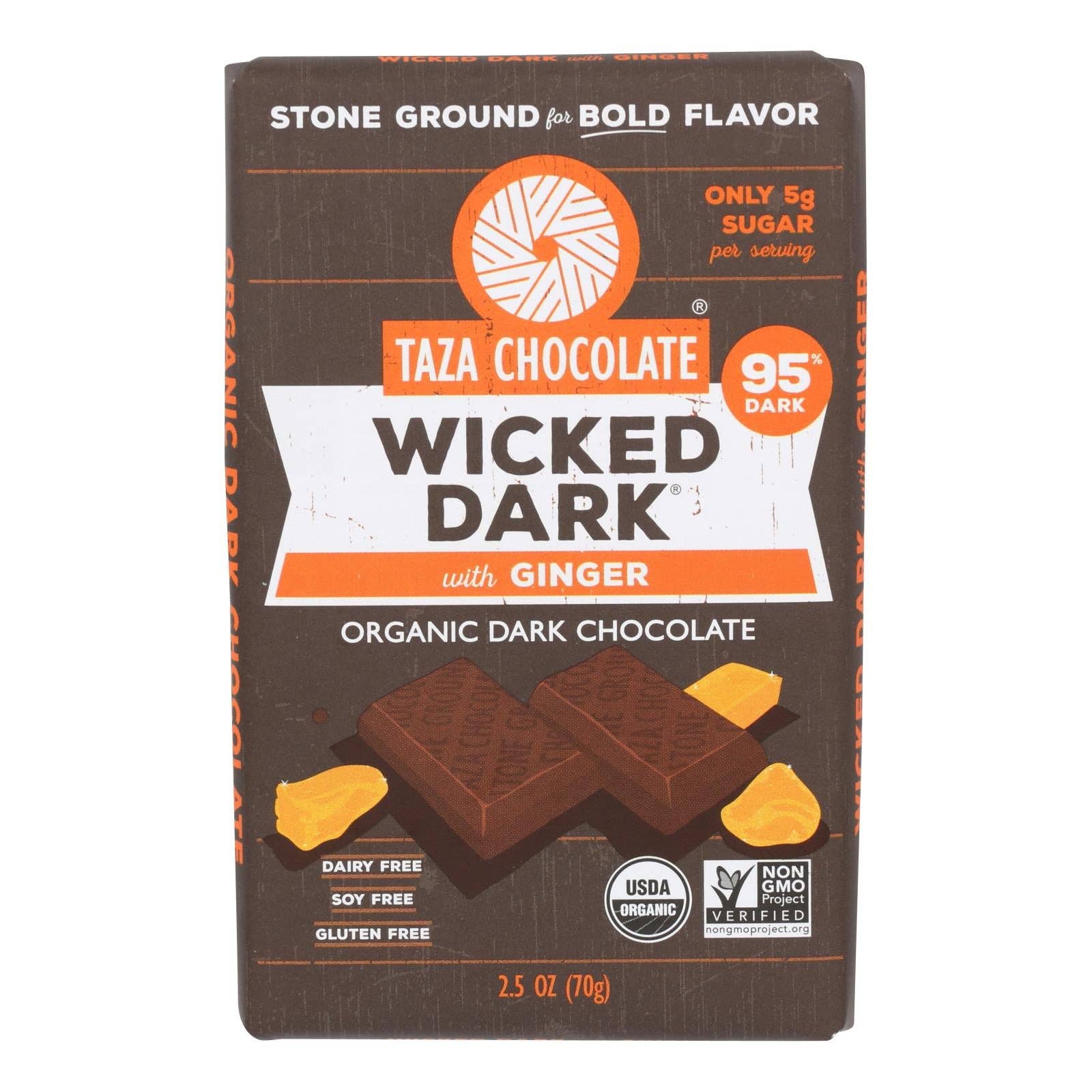 Ware Spark - Wholesale Chocolate Bar - Taza Chocolate - Bar Wckd Dark Ginger 95% - Case Of 10 - 2.5 Oz0