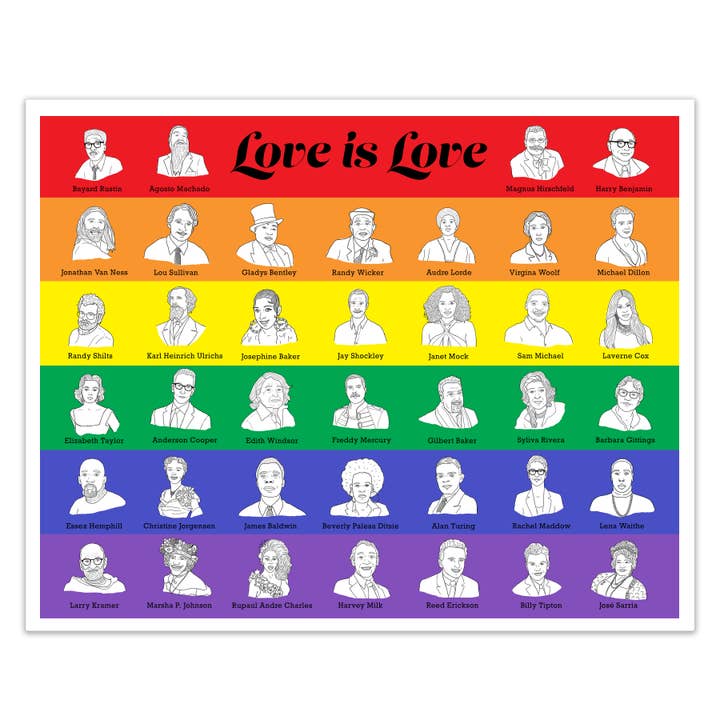 Affiche de l'histoire de l'amour de la fierté 11" x 14" pour la vente par Jodi Lynn's Emporium of Doodles