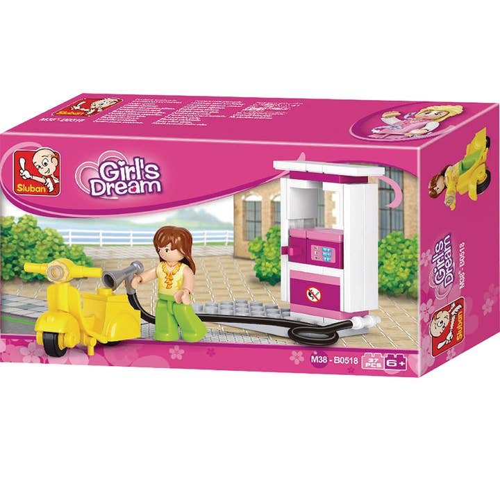 Girls Dream Gas Station Building Brick Kit (37 Pcs) for wholesale by Texas Toy Distribution