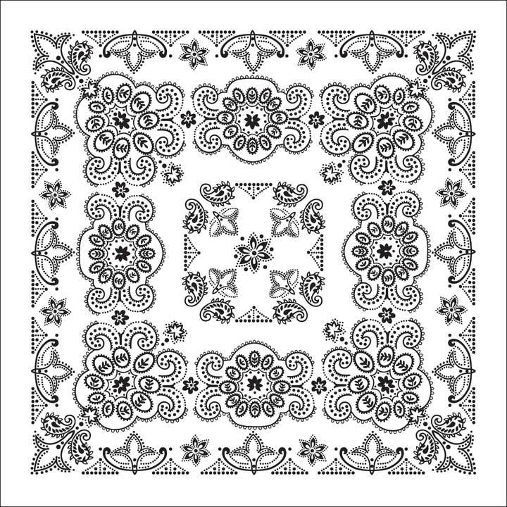 Bandanna - 27" Large White Texas Paisley for wholesale by The Bandanna Company