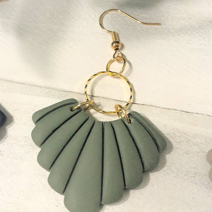 The Eva - Scalloped dangles with brass statement for wholesale by Belle et Moi