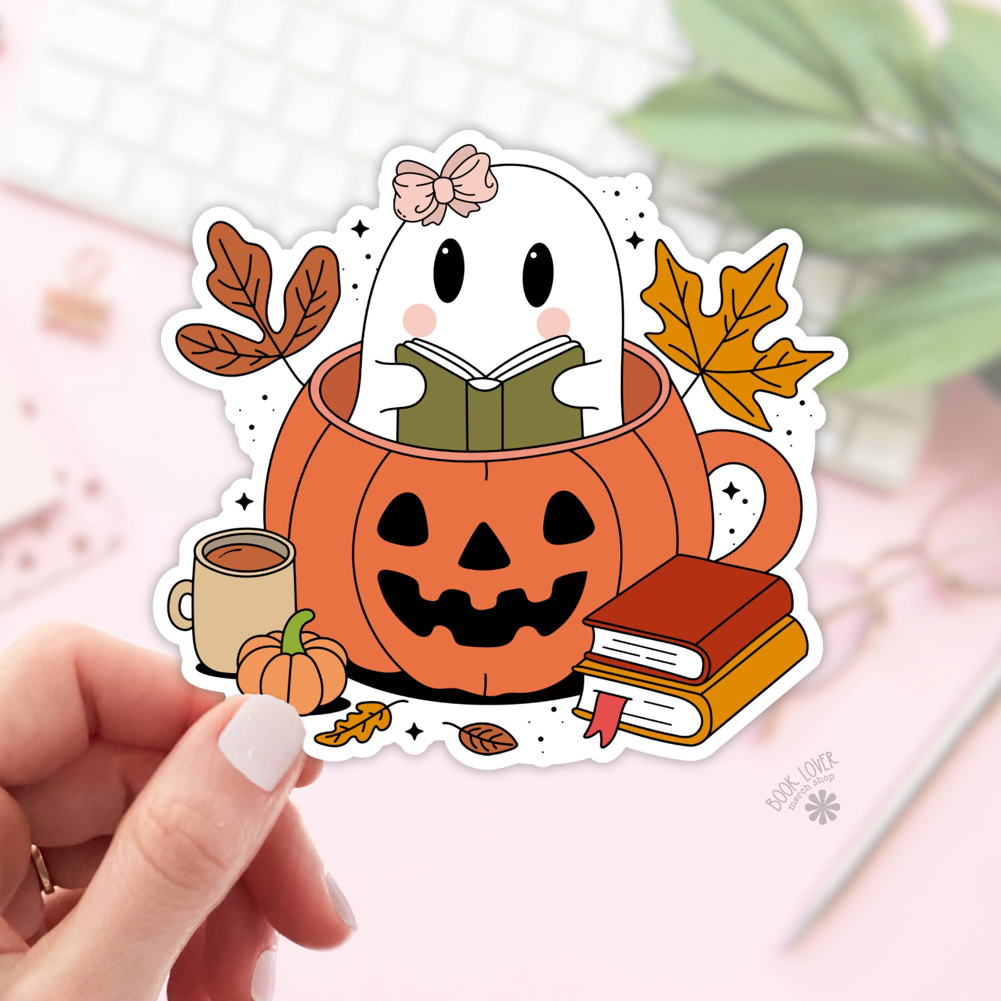 Book Lover Merch Shop - Wholesale Sticker - Cute Ghost Reading Stickers / Halloween Bookish Stickers