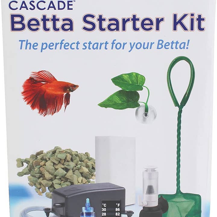 Penn-Plax - Wholesale Pet Supplement - Not Cat/Dog - Cascade Betta Fish Starter Kit – 9 Pieces