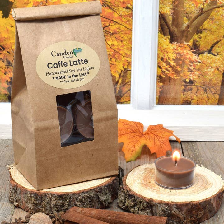 Candeo Candle - Wholesale Tea Light Candles - Caffe Latte, Soy Tea Light 12-Pack1
