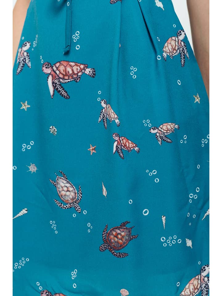 SM WARDROBE - Wholesale Dress - Women's - TURTLE UNDER WATER PRINT DRESS WITH POCKETS6