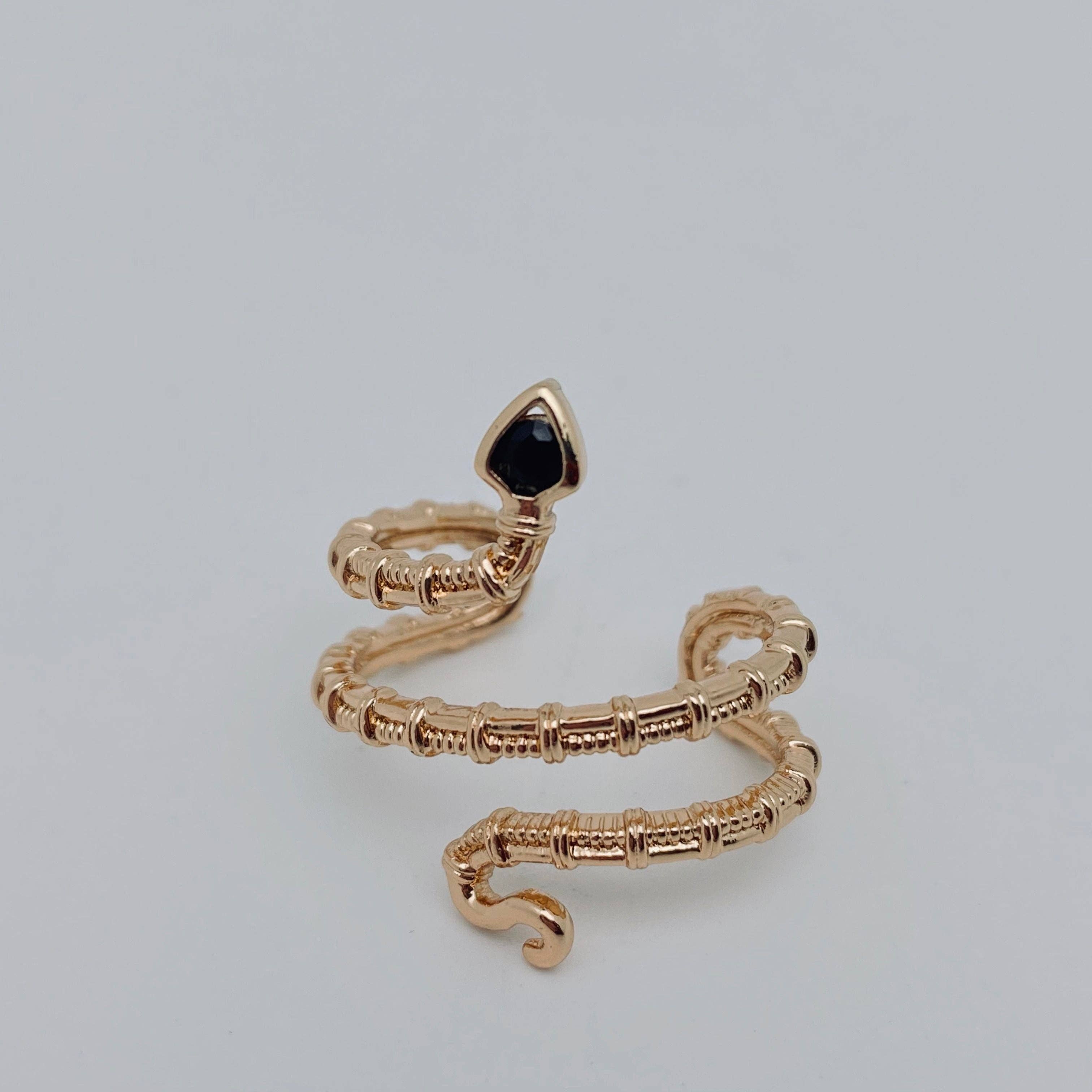Gold Copper Microinlaid Cubic Zirconia Snake Ring for wholesale on Faire1