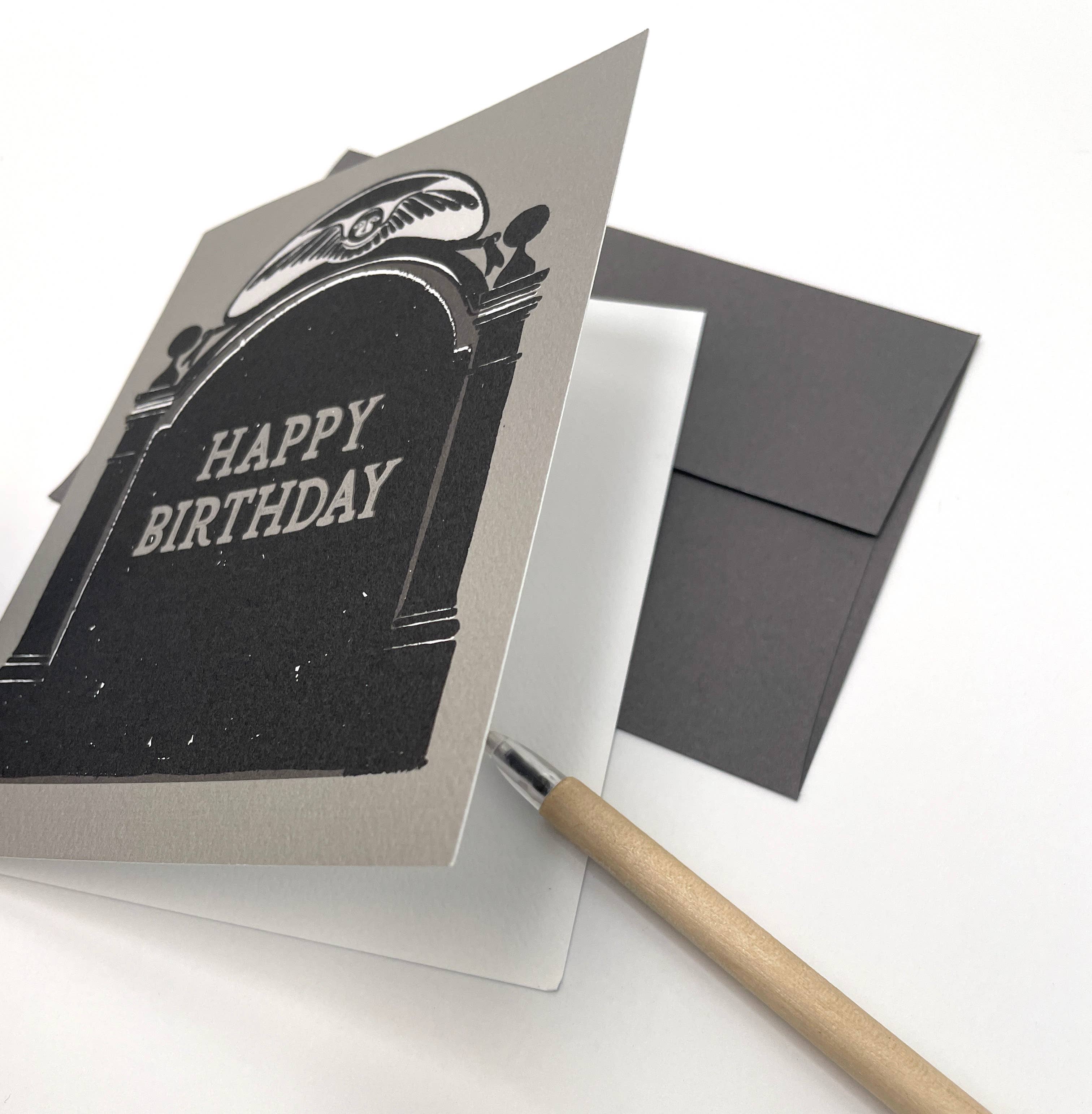 drawn by water - Wholesale Birthday Card - Classic Gravestone Happy Birthday Card,Goth Stationery1