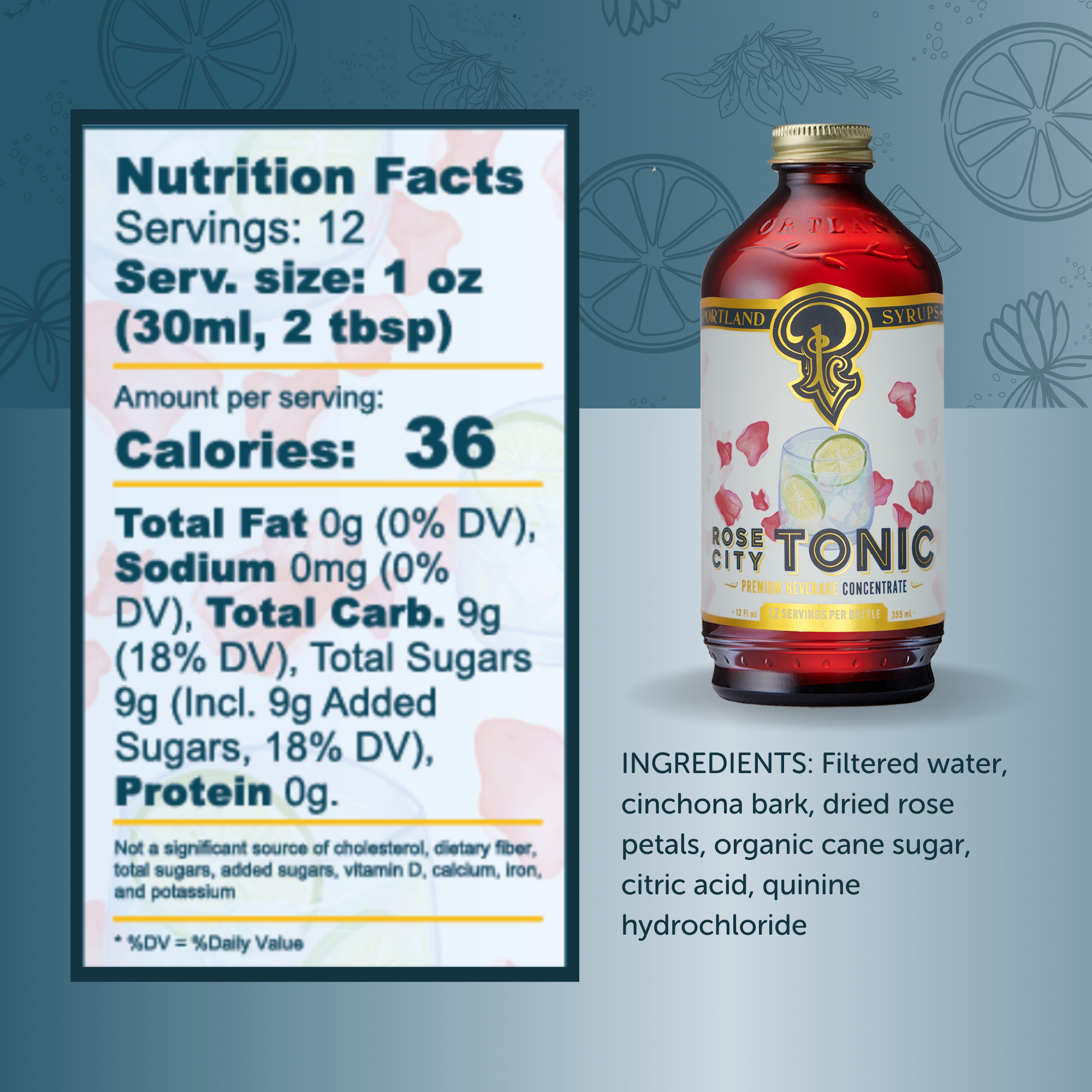 Portland Syrups – Engroshandel Cocktailmix/sirup – Rose City Kinin Tonic Sirup 12 ounce - cocktail/mocktail mixer1