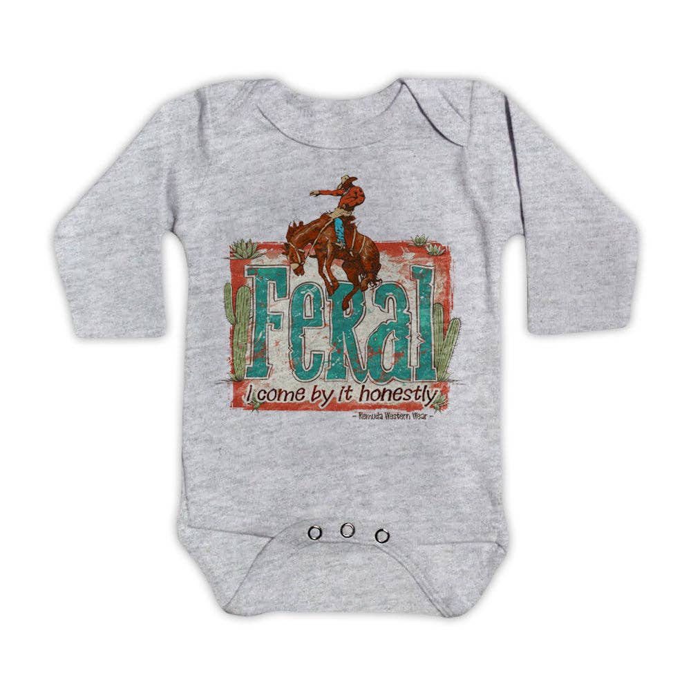 Remuda Western Wear - Wholesale Bodysuit (Non-Footed) - Baby - Feral, I Come By It Honestly Infant One Piece Romper3