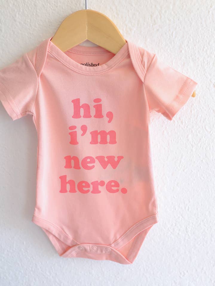 Polished Prints - Wholesale Bodysuit (Non-Footed) - Baby - Hi I'm New Here Baby Onesie, Baby Bodysuit, Baby Clothes