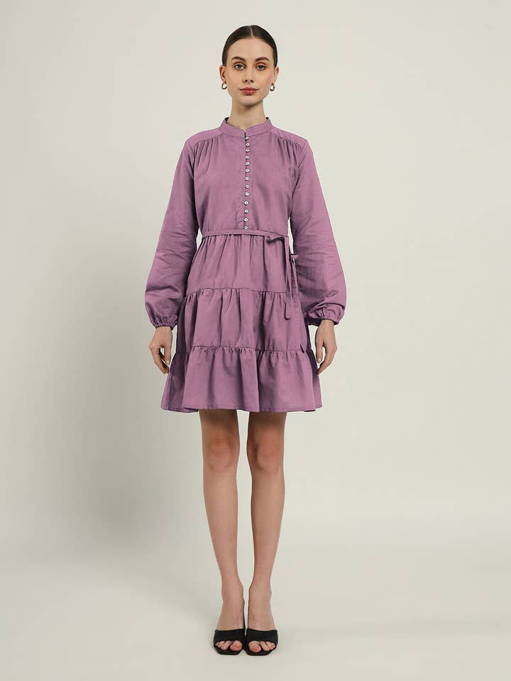 La robe en coton tourbillon violet Ely pour la vente par Thevasa