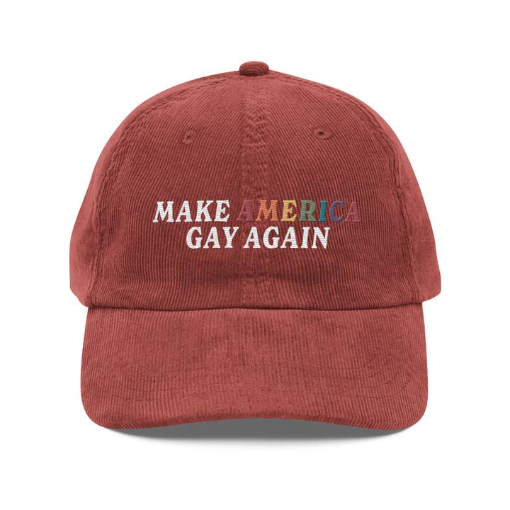 Gay Pride Apparel - Wholesale Baseball Cap - Unisex - Make America Gay Again Vintage Corduroy Cap3
