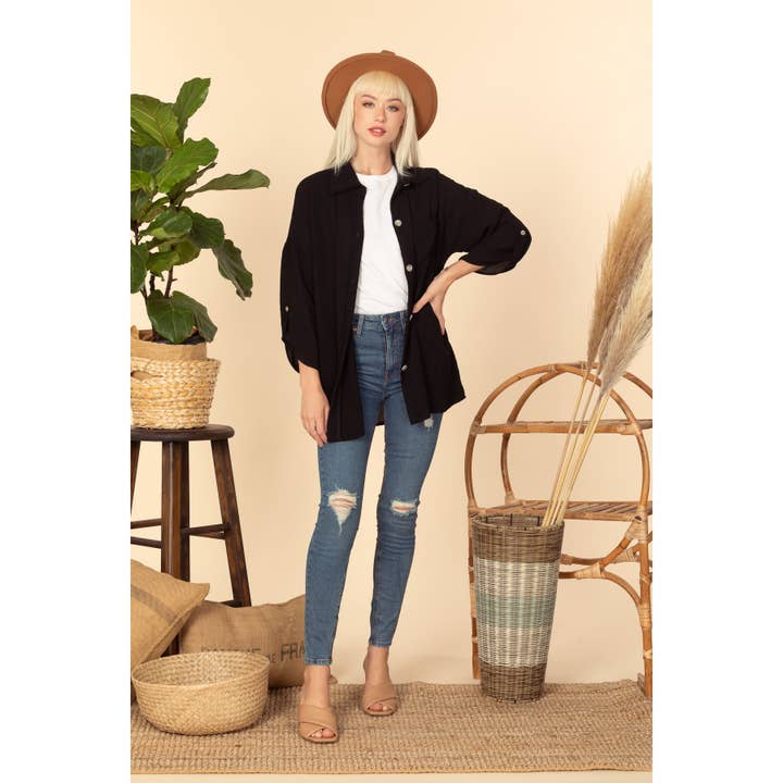 Erica Button Down Collar Shirt Blouse for wholesale by salt & bit