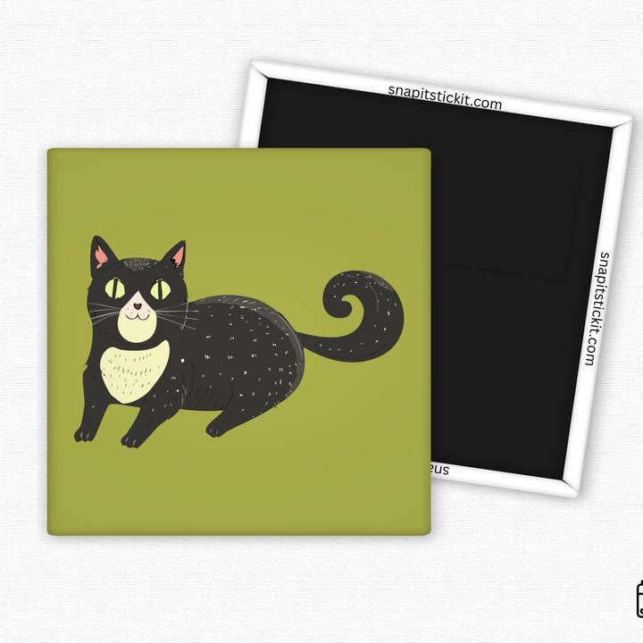 Hex the Cat – Mystical Black Cat Magnet for Cat Lovers 2x2 Square Magnet for wholesale by Snap It Stick It