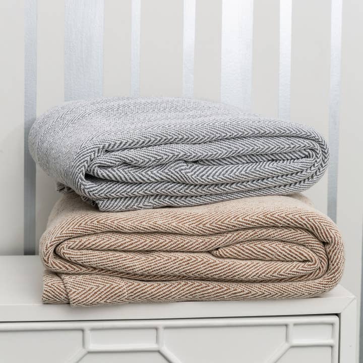 Fabstyles Herringbone Stripe 100% Cotton Blanket for wholesale by Fabstyles