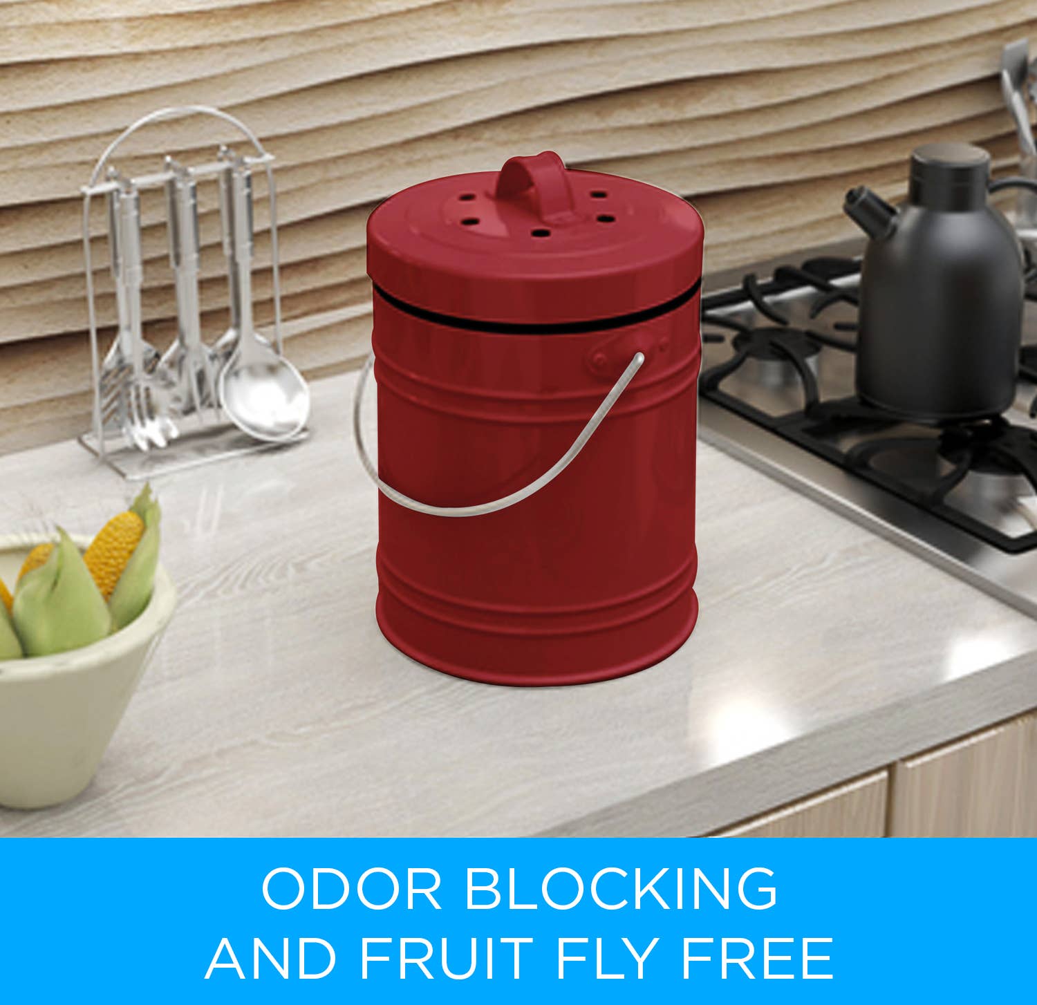 Cooler Kitchen - Wholesale Kitchen Tool/Gadget - Cooler Kitchen 3-Liter Kitchen Compost Bin w/ EZ-No Lock Lid7