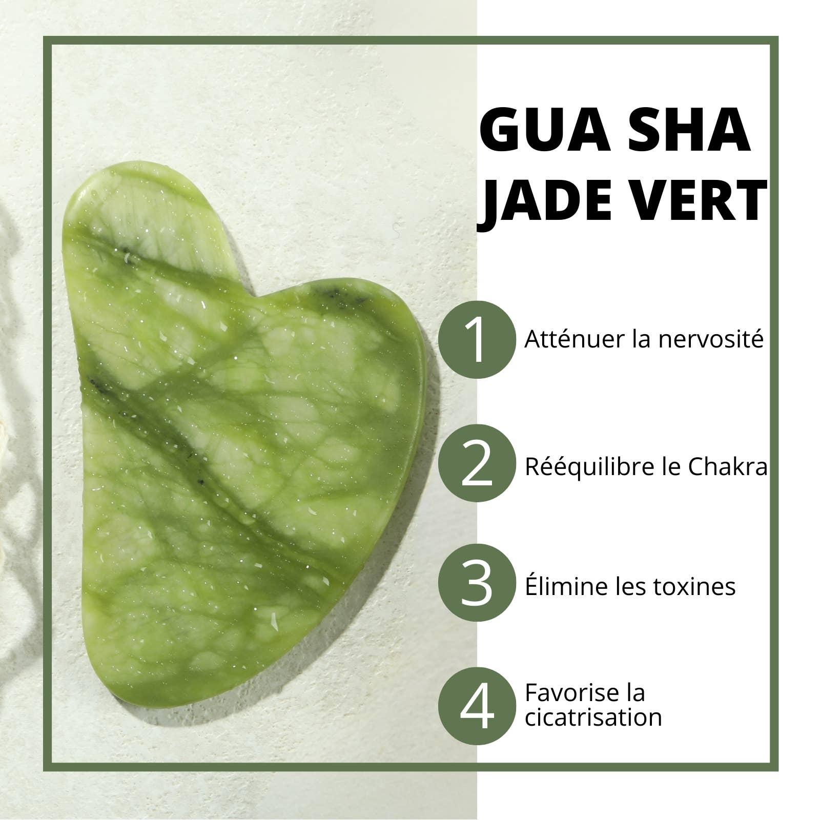 Zen'Arôme – wholesale Gua Sha tool – green jade massage stone - Gua Sha facial massager1