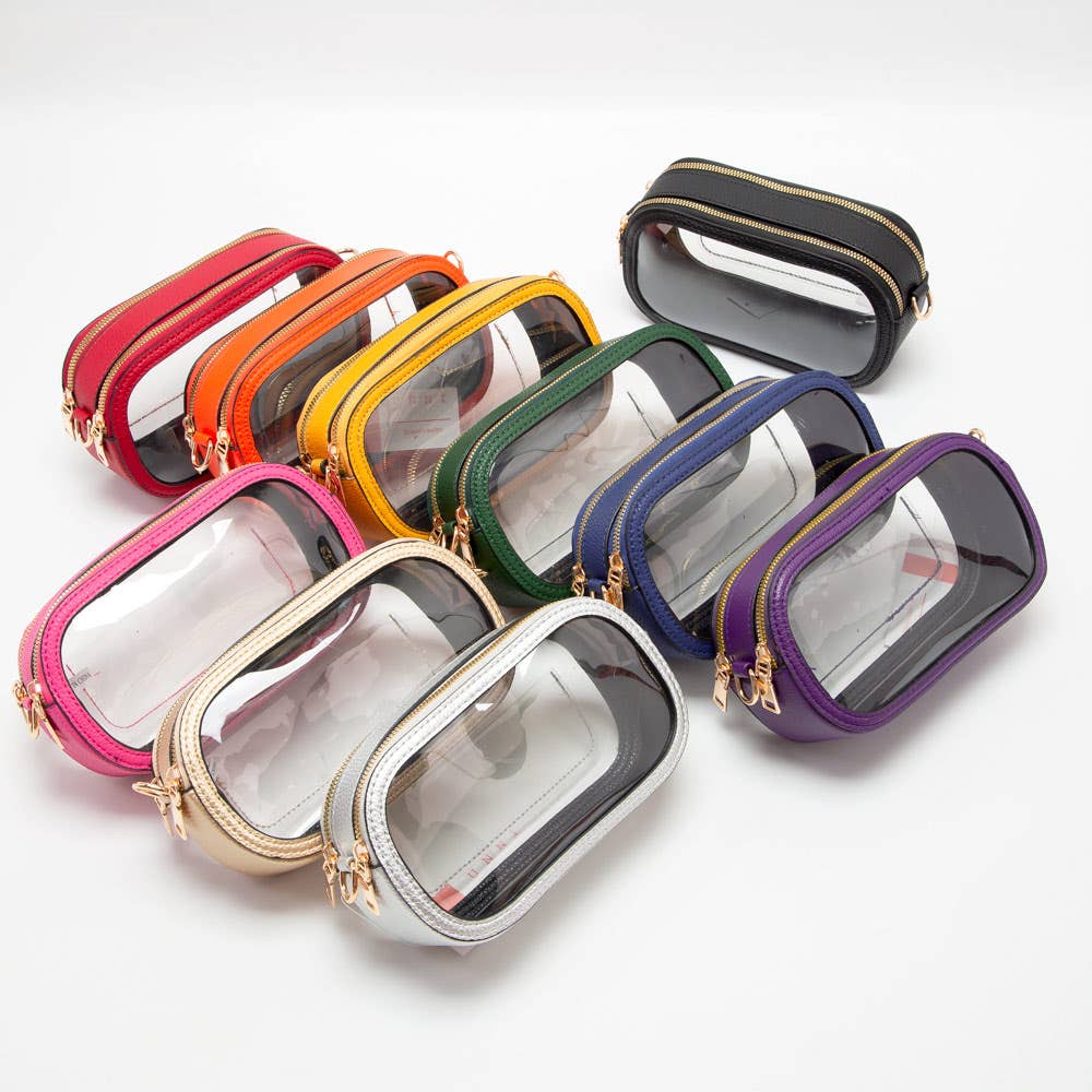 Sensibling Corp. - Wholesale Crossbody Bag - Women's - Solid Faux Leather Transparent Rectangle Crossbody Bag13