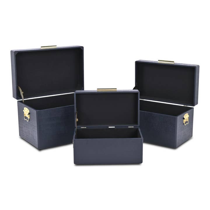 Cheungs Home Decor - Wholesale Trunk - Sable Set of 3 Trunks with Gold Handles37