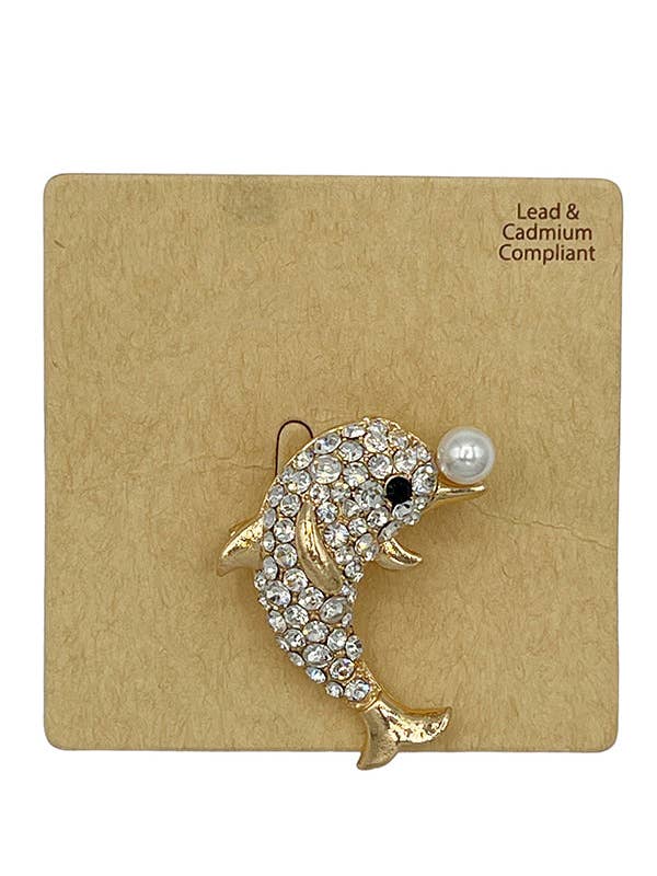 Spilla a forma di delfino con pavé di strass per la vendita all'ingrosso da parte di Andrea Bijoux