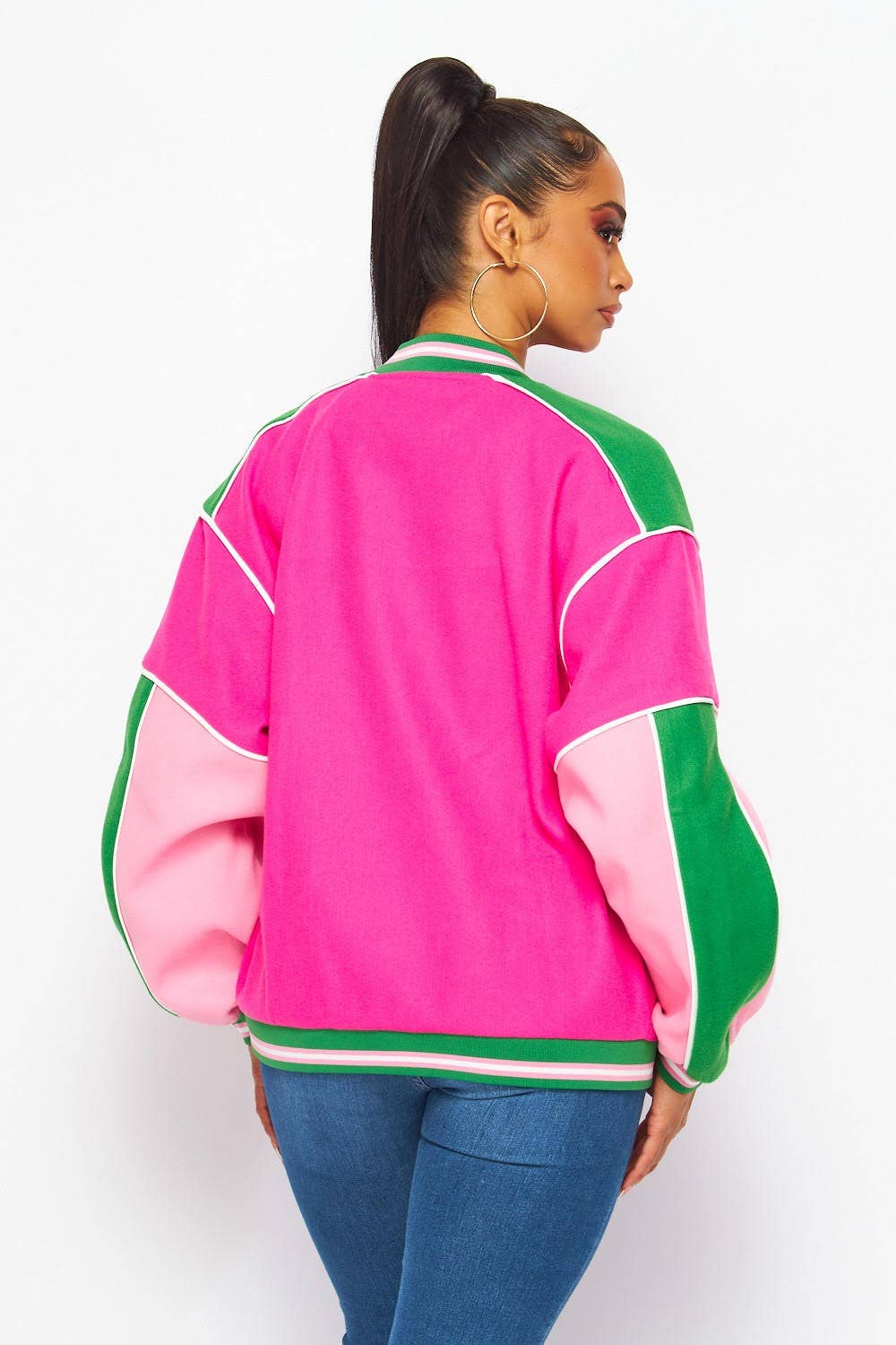 Boswell - Wholesale Varsity/Baseball Jacket - Women's - Varsity Jacket W Buttons N Side Pockets3