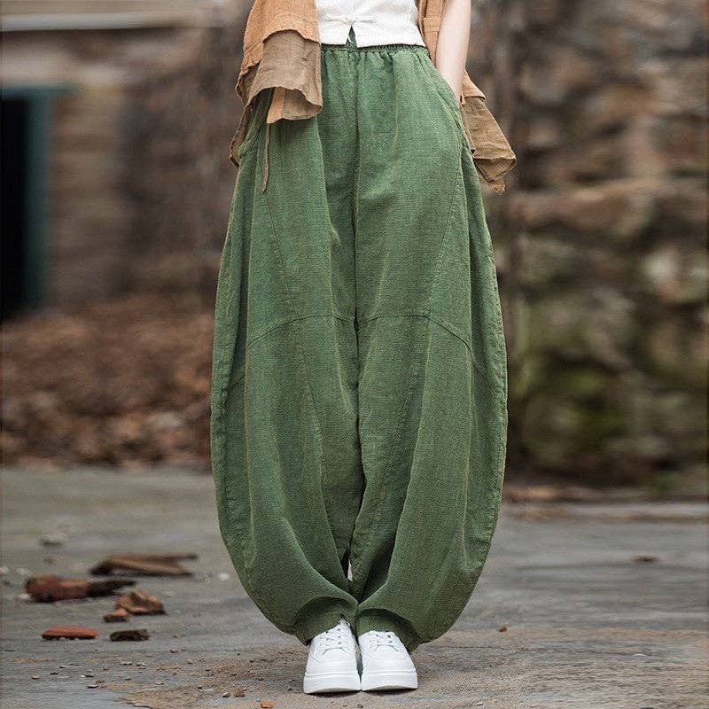 UZ Wholesale Store - Wholesale Pants - Women's - Women's Loose-Fitting Linen & Cotton Ramie Sand-Fried Meditation Tai Chi Lantern Pants2