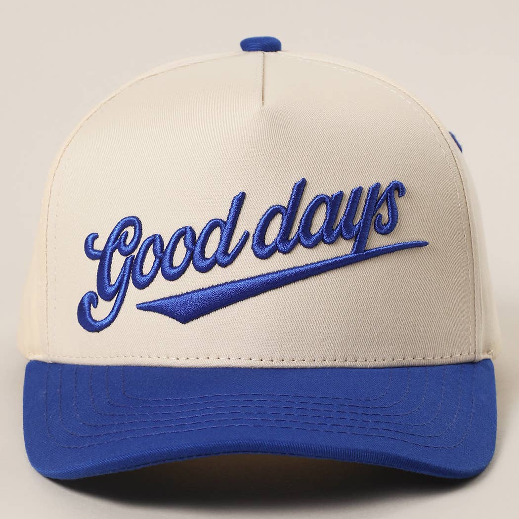 BLUE GOOD DAYS Embroidered  Canvas Two-Tone Trucker Hat for wholesale on Faire2