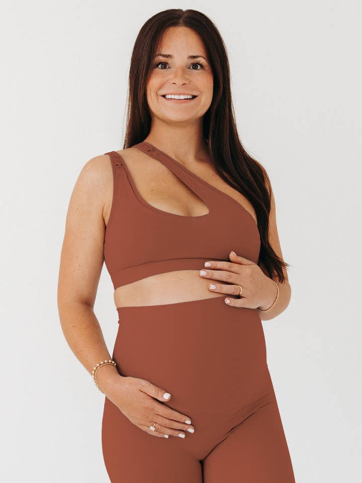 AXK CORE Cross Body Nursing Bra - Brown for wholesale by AXK Maternity