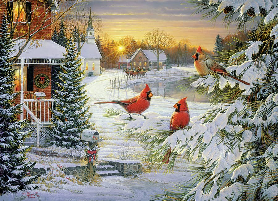 Outset Games and Cobble Hill Puzzles - Wholesale Puzzle - Adult - Sunset Cardinals 1000pc puzzle1