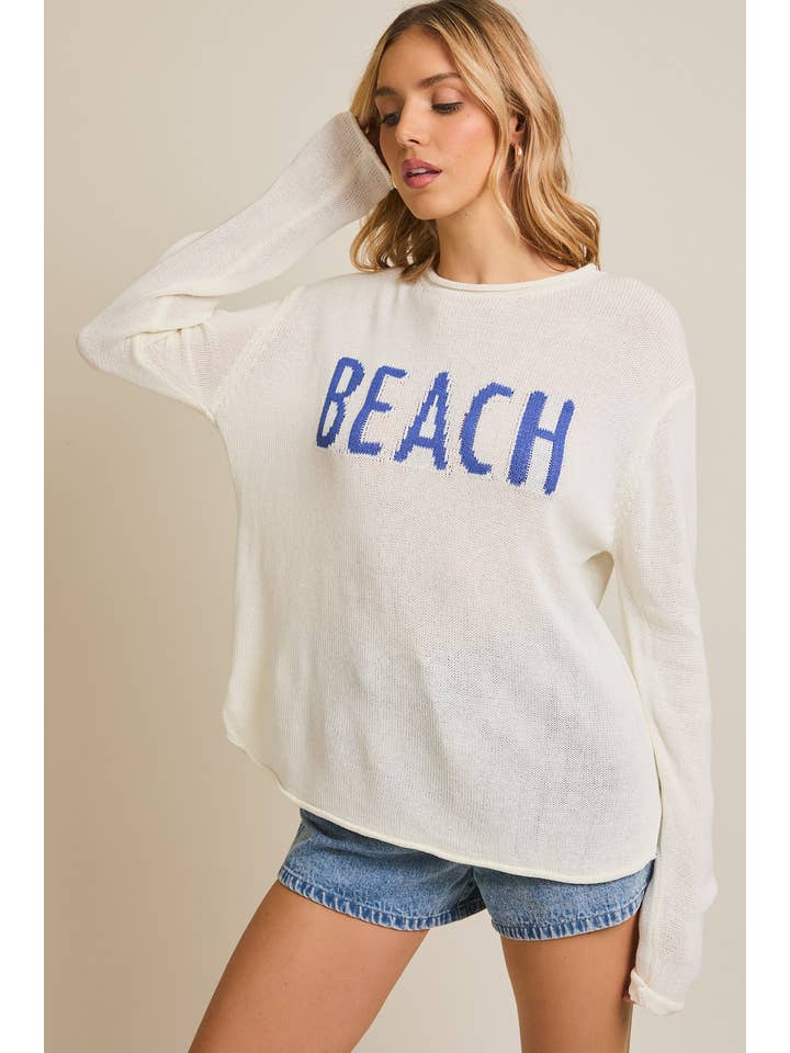 GILLI - Wholesale Knit Sweater - Women's - ROUND NECK LONG SLEEVE "BEACH" LIGHT WEIGHT SWEATER