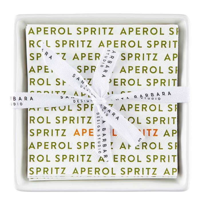 Ceramic Napkin Tray + Napkins - Aperol Spritz for wholesale by Santa Barbara Design Studio by Creative Brands