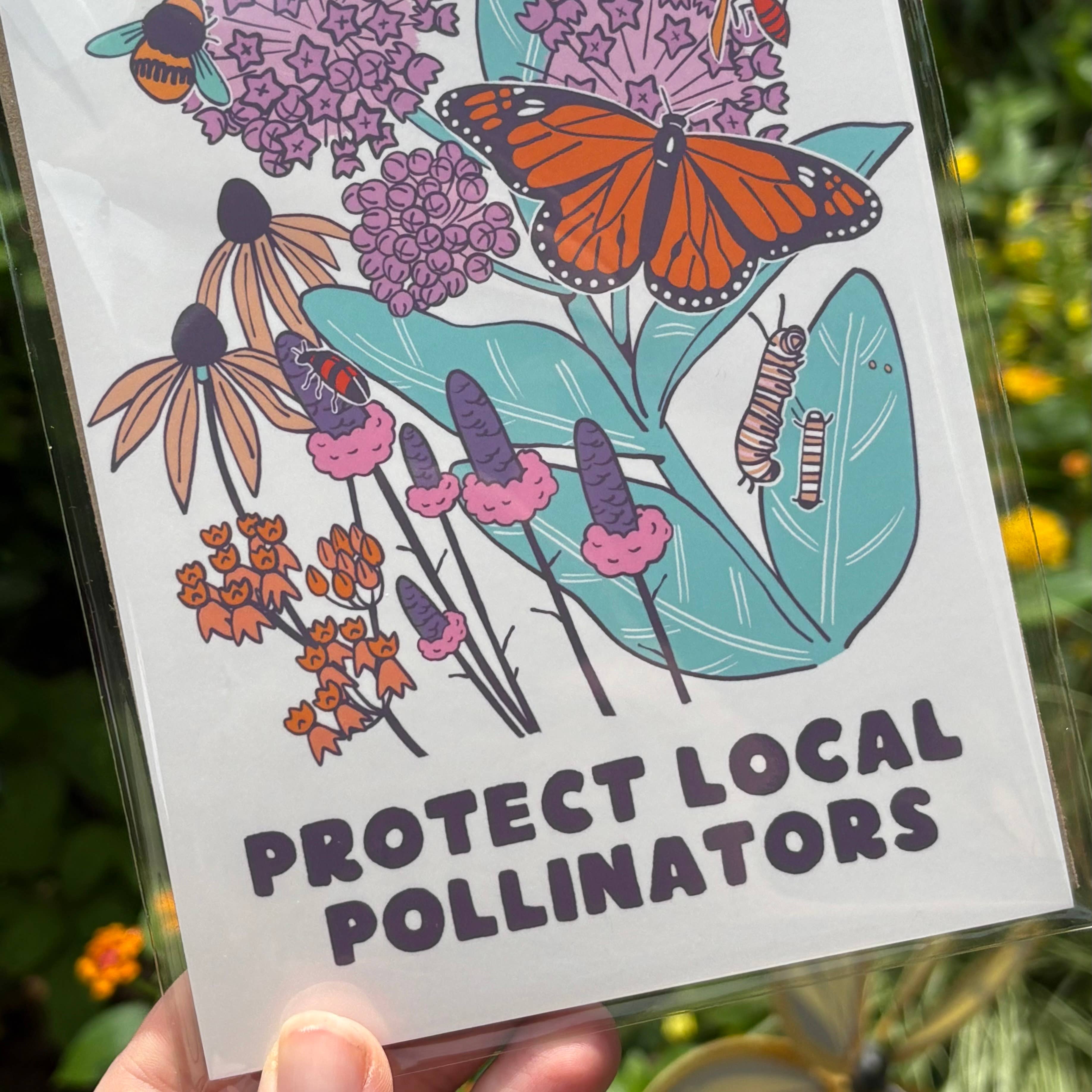 Microbiome Arts - Wholesale Art Print - Protect Local Pollinators Postcard Print2