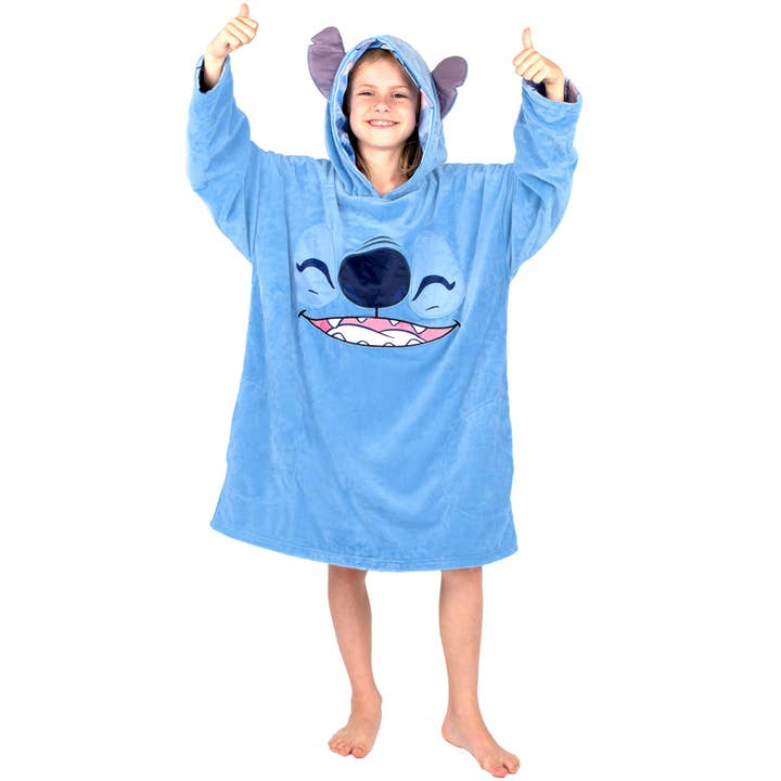 Coperta con cappuccio oversize Disney Stitch - Blu per la vendita all'ingrosso da parte di Fringoo Group Ltd