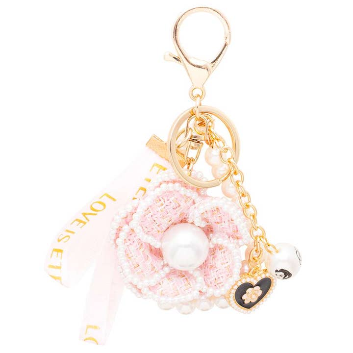 anbfashion – wholesale Keychain – Women's – PEARL FLORAL HEART LETTER STRAP KEYCHAIN AM-10251