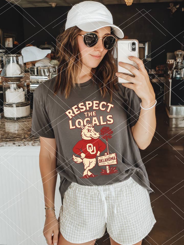 Pressure and Grace - Wholesale Screen Printed T-Shirt - Women's - Respect the Locals Oklahoma Sooners