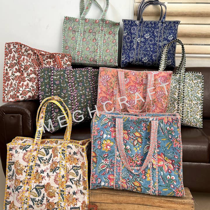 Meghcraft - Wholesale Tote Bag - Women's - Assorted Cotton Quilted Multipurpose Tote Bag | Beach Bag0