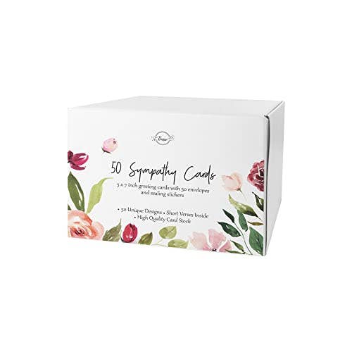 Dessie - Vente Carte de condoléances - Dessie® 50 cartes de sympathie avec des designs uniques et des messages de condoléances à l'intérieur, 5” x 7”6