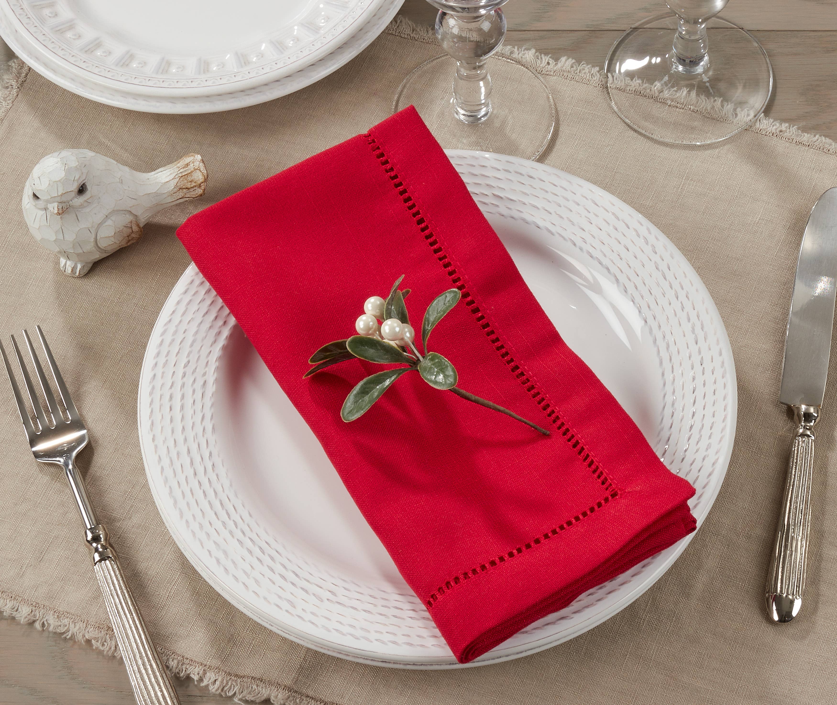 Saro Lifestyle – wholesale Dinner & cloth napkin – Poly Hemstitched Dinner Napkin3