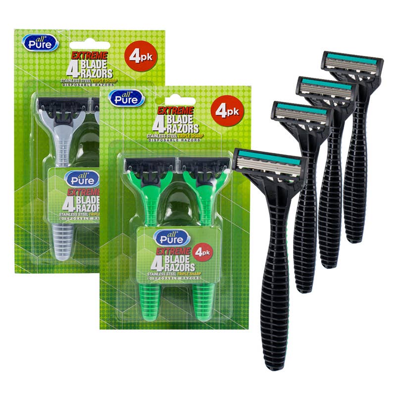 Deluxe Import Trading - Wholesale Razor - Stainless Steel Extreme 4 Blade 6pk Disposable Razors0