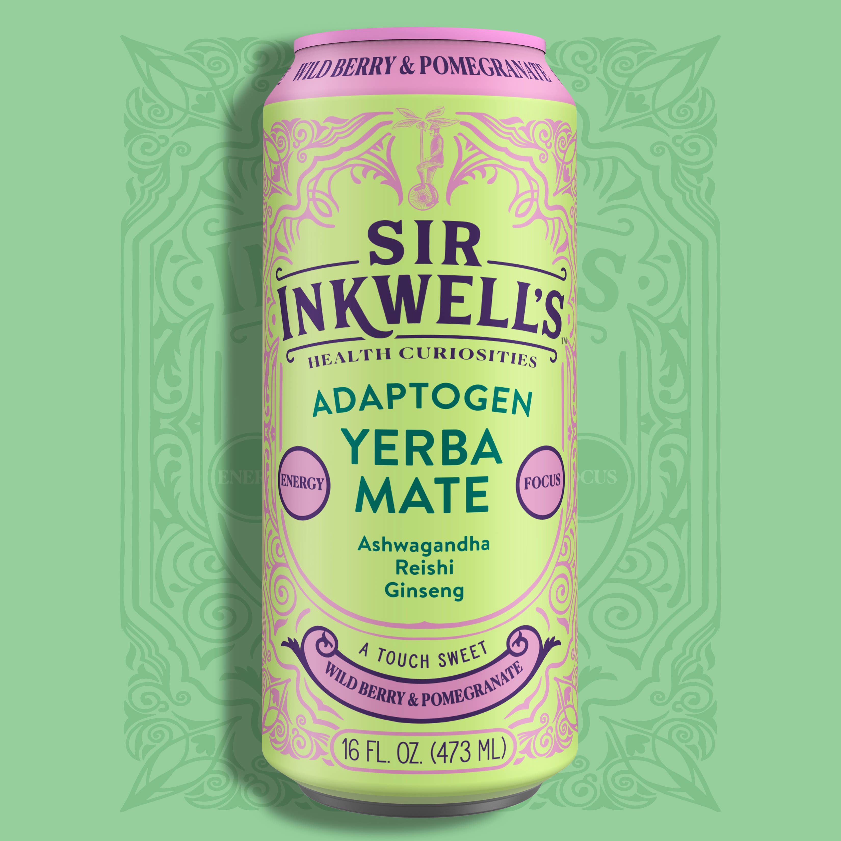 Sir Inkwell's Health Curiosities - Wholesale Health/Detox Tea - Adaptogen Infused Wild Berry & Pomegranate Yerba Mate (12 Ca1