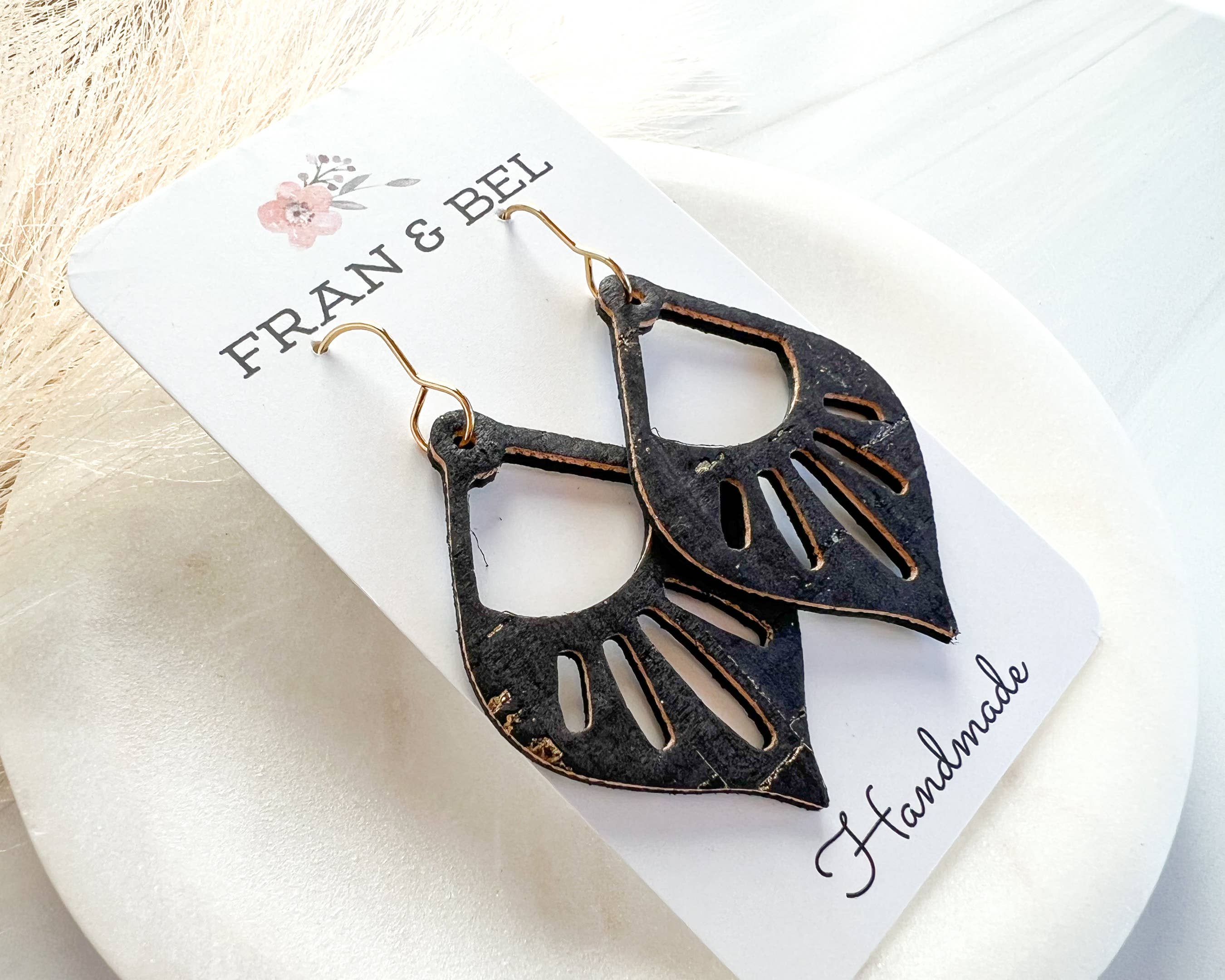 Fran and Bel - Wholesale Dangle Earrings - Intricate Cutout Teardrop Leather Dangle Earring7
