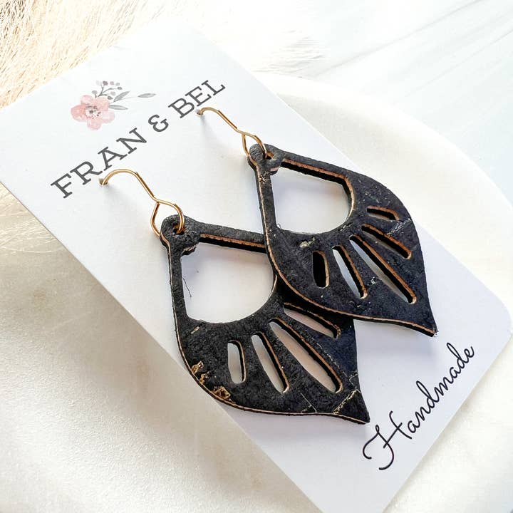Fran and Bel - Wholesale Dangle Earrings - Intricate Cutout Teardrop Leather Dangle Earring7