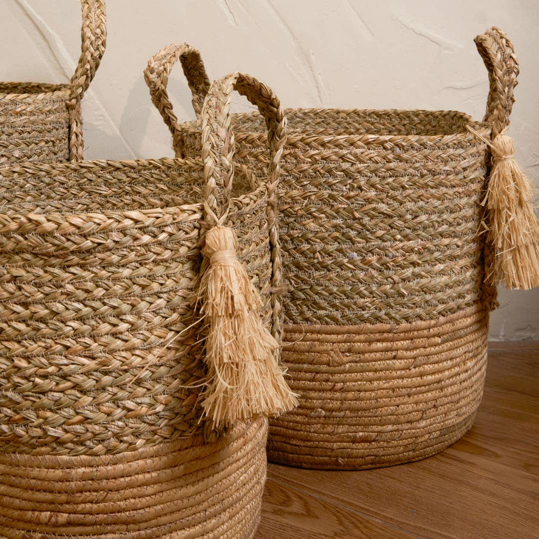 Natural Artisan Home - Wholesale Basket - Attractive Coastal Charm Tassel Basket3