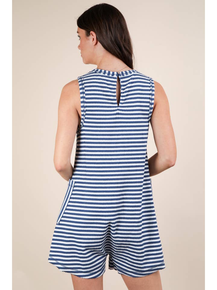 VERY J - Vendita all'ingrosso Tutina - Donna - NP70744-Tuta Casual Comoda a Righe in Maglia15