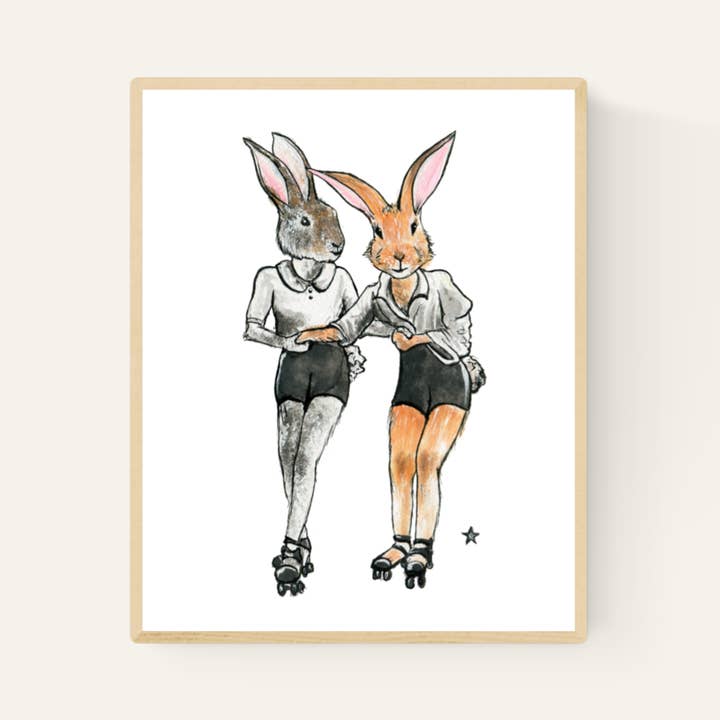 Darling Illustrations - Wholesale Art Print - You're How I Roll - Bunny Rabbits - 8x10 Art Print