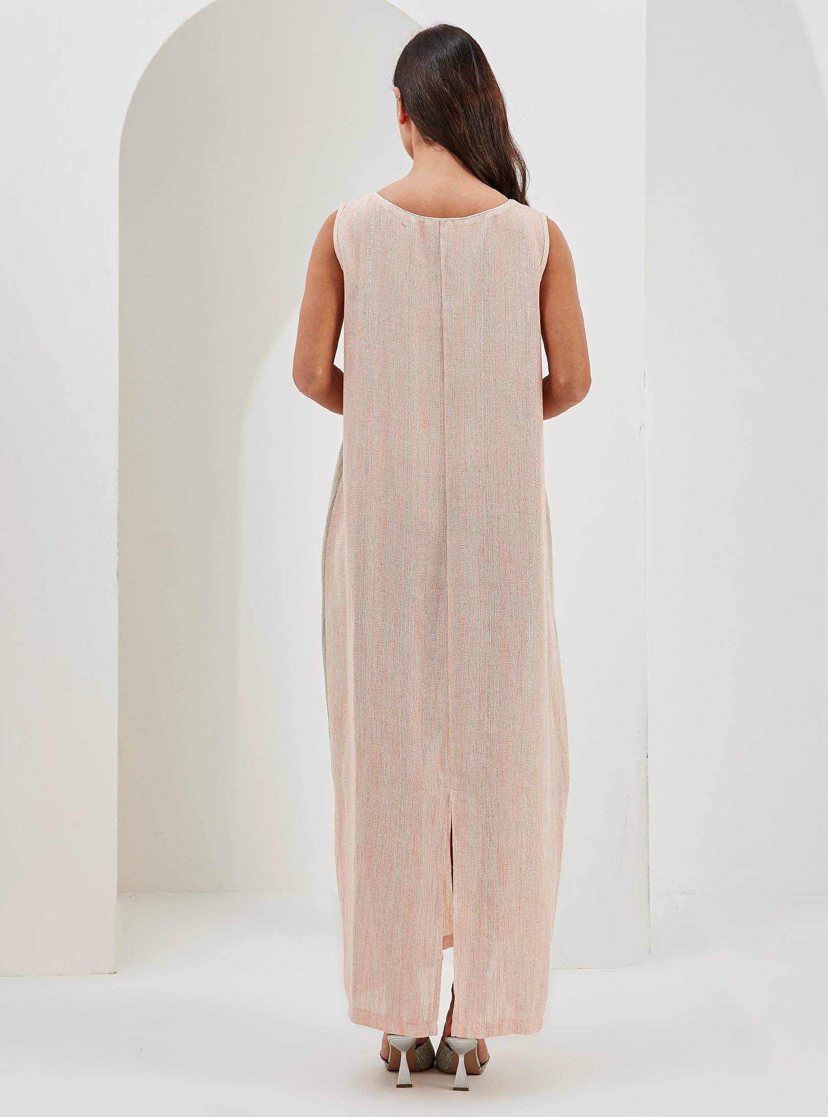 Store WF – wholesale Kaftan – Women's – Linen Cotton Silver Glitter Three Pice Abaya Set12