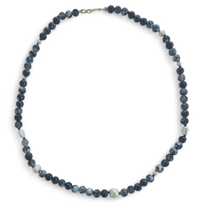 Zuckerhut-Perlenkette in schwarzem Feuerachat für den Großhandel von PearlGem Designs