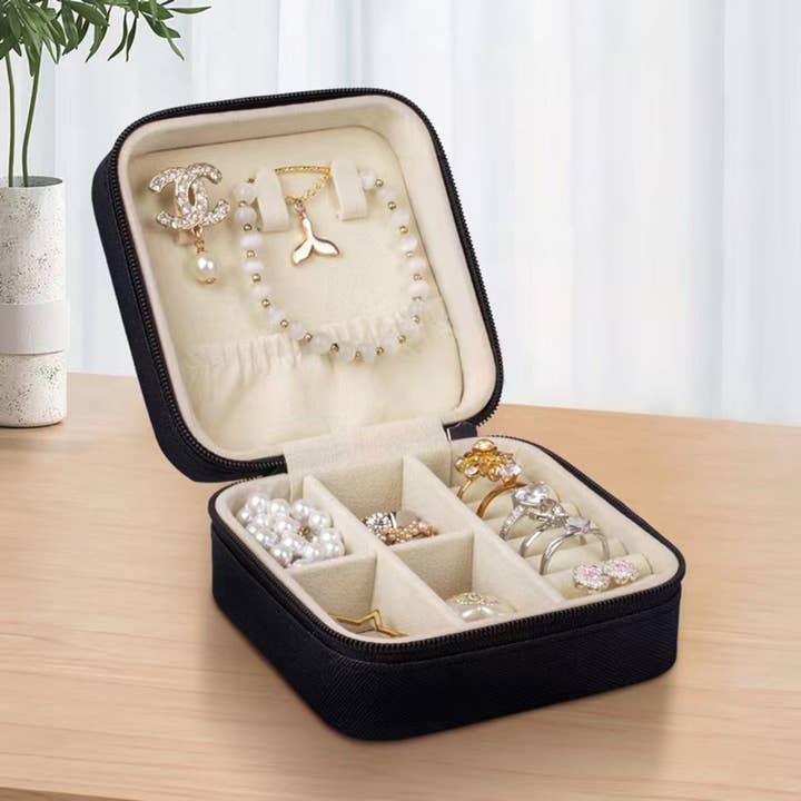 MiMi Wholesale - Wholesale Jewelry Box/Organizer - Zip Around Square Jewelry Organizer Box0